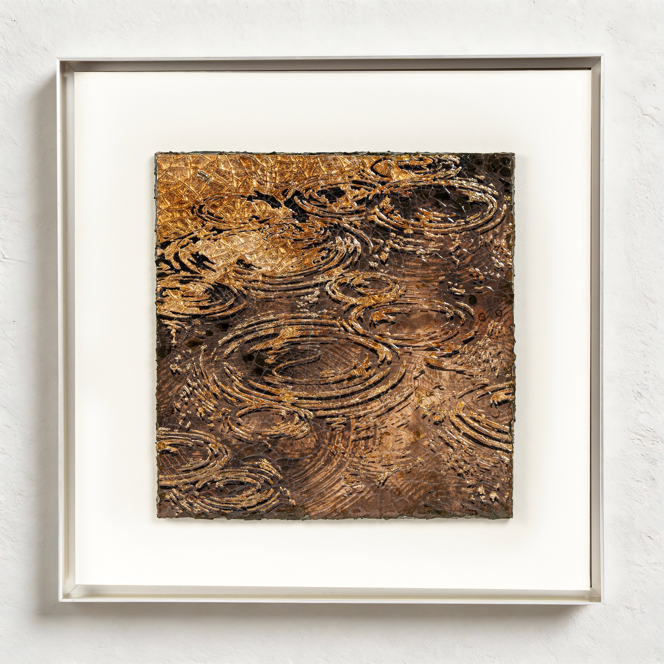 Golden Ripples Handcrater Fired Foil Art