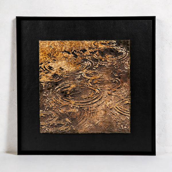 Golden Ripples Handcrater Fired Foil Art