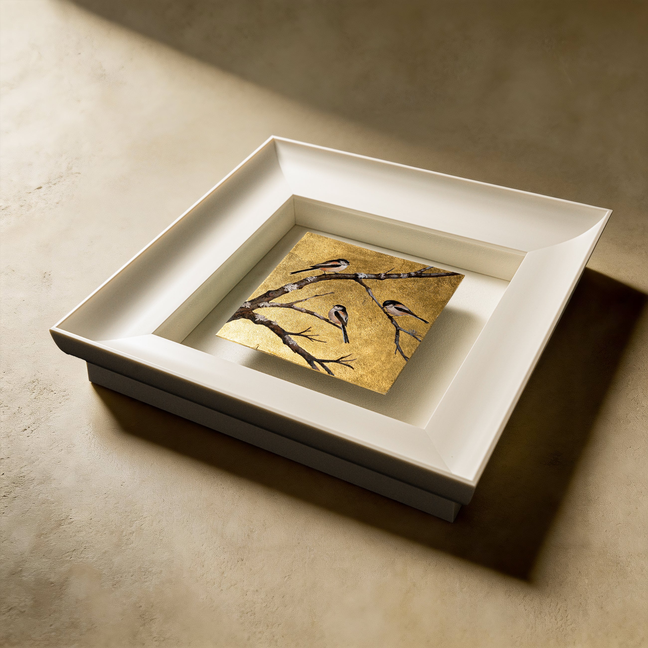 Snow Perch — Gilded Foil · Aura Frame