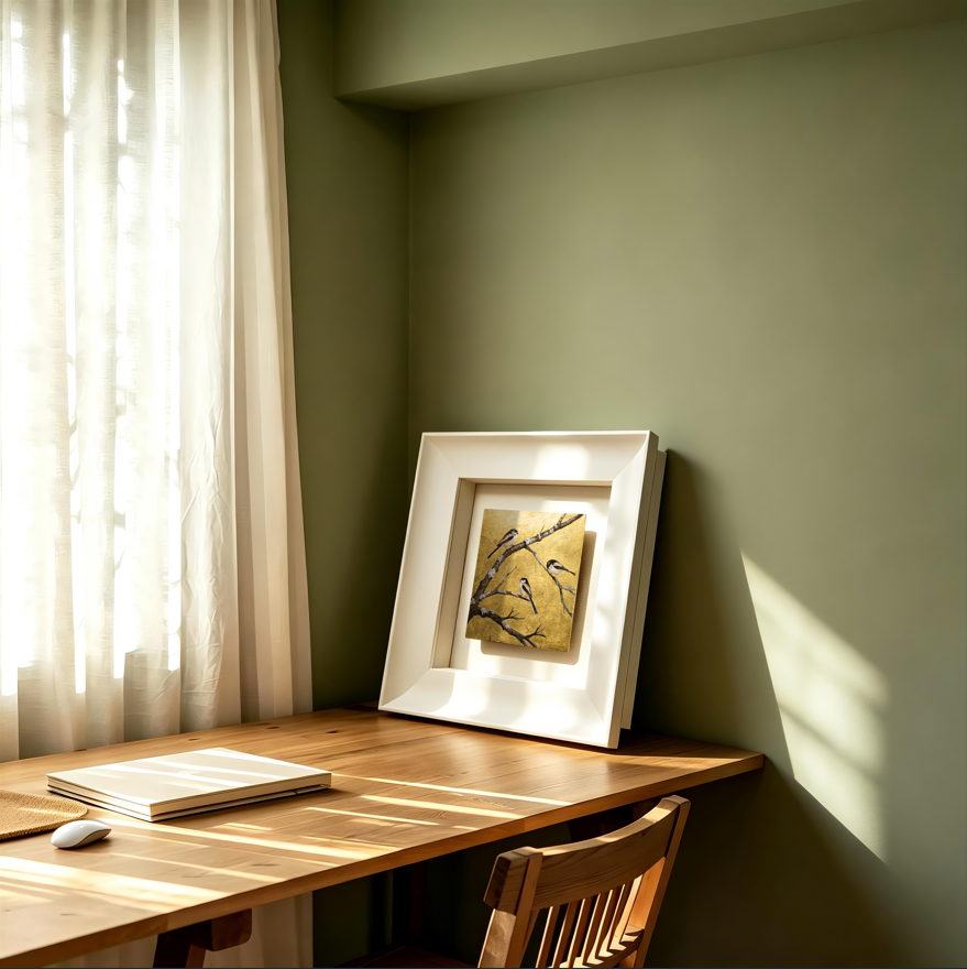 Snow Perch —  Gilded Foil · Aura Frame