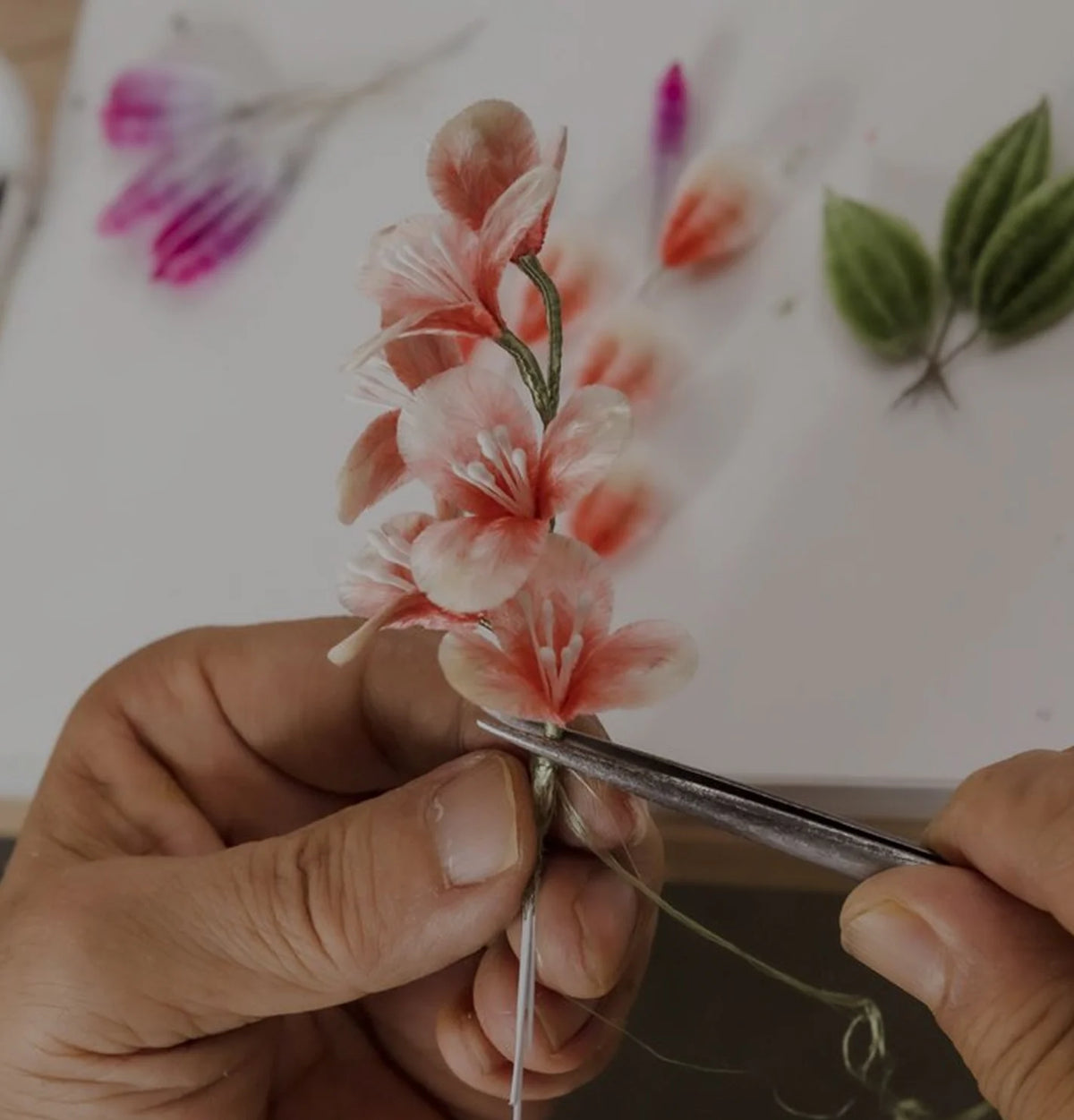 Handmade velvet flowers