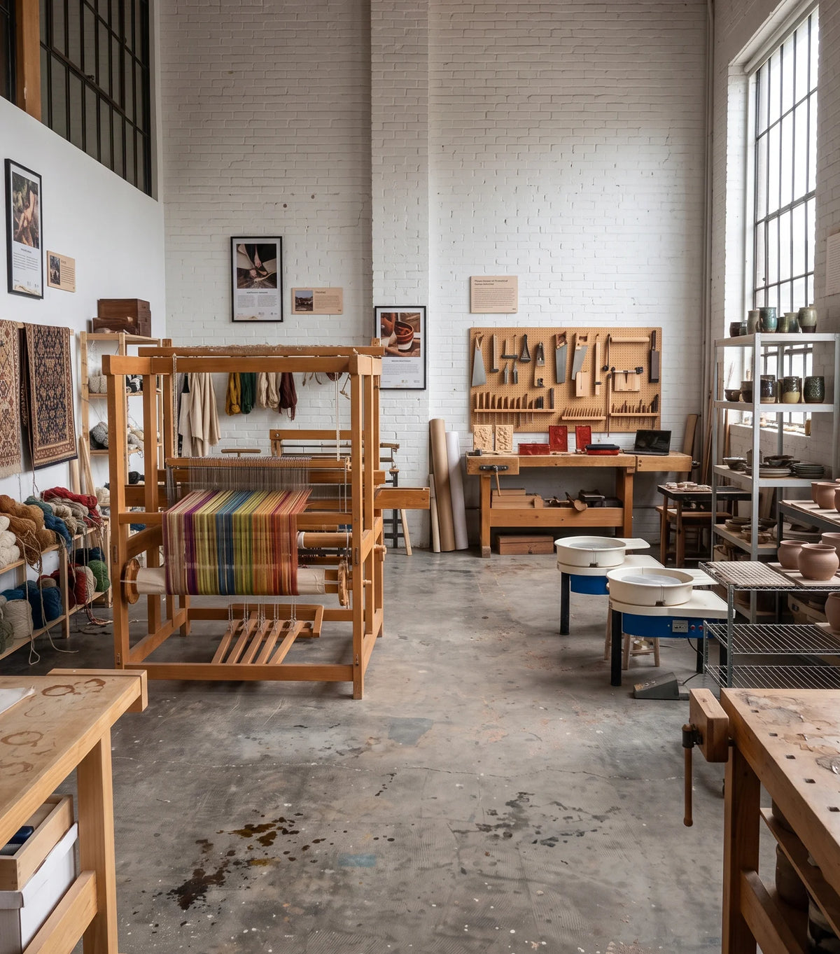 The tools and materials of a working craft studio